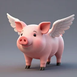 3 d render model of a pig with wings