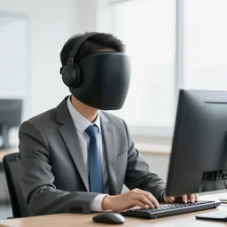 a business man with a computer head, stock image