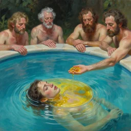 the pool surface formed a bulb of hallucinogen and offered it to him. then it offered him sleep - oil ; then breathing tissue., tim hildebrandt, wayne barlowe, bruce pennington, donato giancola, trending on artstation, cinematic composition, beautiful lighting, hyper detailed, 8 k, oil on canvas