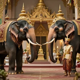 the elephant duel of king naresuan of ayutthaya versus crown prince mingyi swa of burma in burmese - siamese war, high resolution, highly detailed, 8 k, cinematic lighting, global illumination, elegant, ornate, super detail, a colorized photo, colorized, # film, movie still