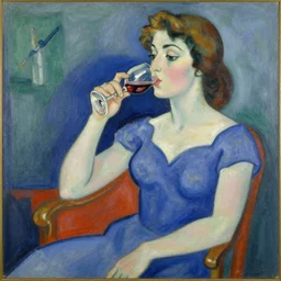 a woman drinking wine, by robert delaunay endless rhythm