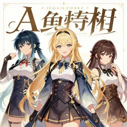 key visual portrait of honkai impact ; azur lane ; genshin impact ; official media ; typography ; drawn by criin ; drawn by hanasacriin ; drawn by atdan 本 人 てす ; drawn by 小 野 咩 子 ; mihoyo ; pixiv top monthly