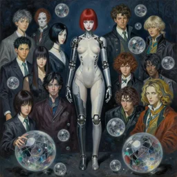 portrait full body girl with metal arm and legs cyberpunk hellraiser with crystall sphere everywhere painting by gaston bussiere, greg rutkowski, yoji shinkawa, yoshitaka amano, tsutomu nihei, donato giancola, moebius, tim hildebrandt, oil on canvas, trending on artstation, featured on pixiv, cinematic composition, extreme detail