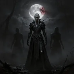 an ultra matte painting of teferi in the style of bloodborne, concept art by art by john collier and albert aublet and krenz cushart, scary shadows, blood moon eclipse, octane render, liminal space