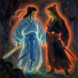 wuxia, neon light, painting by gaston bussiere, craig mullins, j. c. leyendecker