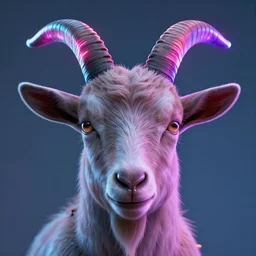synthwave goat face with neon horns, detailed face, sharp focus, synthwave art, aesthetic, octane render, raw, cinematic