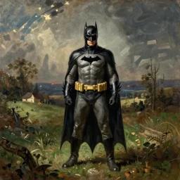Batman in a pastoral setting, painted by Jean-Joseph Benjamin-Constant, oil on canvas