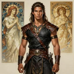 portrait of prince barbarian eastern amazon brutal young men jodhpurs traveler, black brown lether, hyperborea, high fantasy, sargent, dnd, smooth, sharp focus, illustration, highly detailed, digital painting, artstation, concept art, by disney animation, rossdraws, alphonse mucha, frank fanzzeta