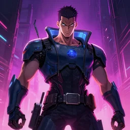 a cyberpunk giant, anger, anime art, highly detailed