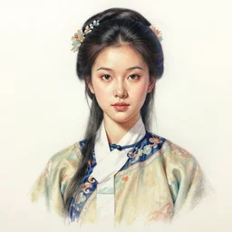 perfect professional detailed colored sketch portrait woman in eastern clothes ultra realistic