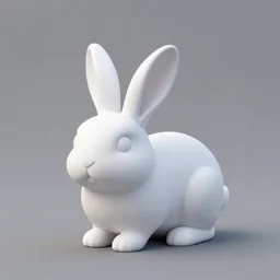 clean 3 d model of a white rabbit, empty background, 2 5 degrees horizontal view angle