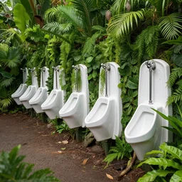 lined up urinals in the jungle