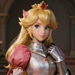 beautiful portrait of a gorgeous knight who looks like Princess Peach , character design by Ross Tran, artgerm  detailed, soft lighting