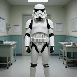 an amazing award winning photo of a stormtrooper standing in a room in an asylum
