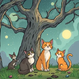 a graphic novel comic about cats in a fantasy world, by mike holmes, webcomic, cartoon