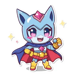 cute miss mascot munja munja shedinja super hero sticker art, cronobreaker, beeple game icon