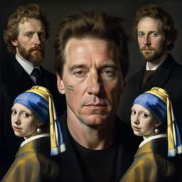 portrait of christopher walken with a face tattoo, masterpiece painting by artgerm and greg rutkowski and alphonse mucha and caravaggio and vermeer