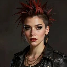 a beautiful digital art portrait of a woman, punk, artstation