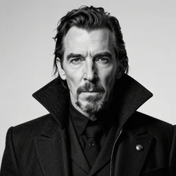 a highly detailed black portrait of stephen strange, james gurney, james jean