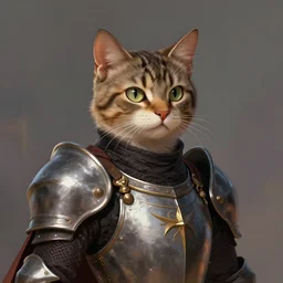 Knight with the head of a cat, fantasy D&D character, portrait art by Donato Giancola and James Gurney, digital art, trending on artstation