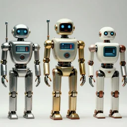 a series of photographs by guy bourdain of retro futuristic robots, kodachrome