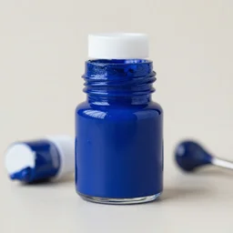 french ultramarine blue oil paint, product photography