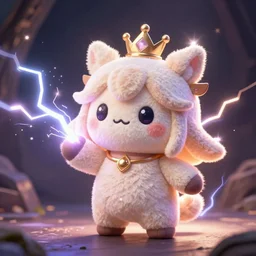 cute fumo plush of a girl who can discharge roughly a terawatt of electricity, thundergoddess'wrath, threatening, lens flare, vray