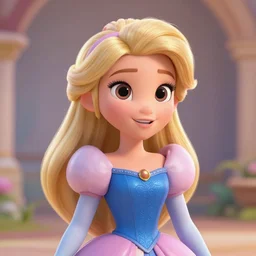 a 3d princess with blonde hair , 3d cgi , disney style,pixar , photorealistic