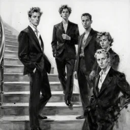 black and white oil painting of stairs by sergio toppi, by thomas blackshear, by jeremi lipking, by etam cru, by craig mullins, dark particles, brush strokes, white background, realistic faces, elegant, cinematic light, sharp focus, illustration, harmony, dynamic composition, masterpiece, pen,