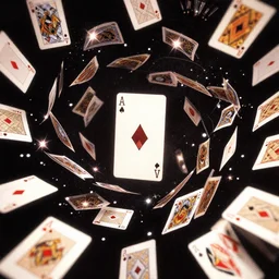 album cover art for gambling card shark cards flying everywhere by akihiko yoshida