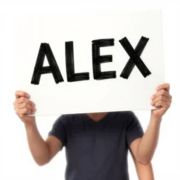 demon holding a sign with the word ALEX written on it by artgerm and Craig Mullins, James Jean, Andrey Ryabovichev, Mark Simonetti and Peter Morbacher 16k