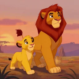 the lion king 1994 Simba and nala walking during sunset Disney artstation