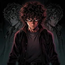 Eddie Munson from Stranger Things in My Hero Acadamia, dark colors, sinister atmosphere, dramatic lighting, cinematic, establishing shot, extremely high detail, photo realistic, cinematic lighting, pen and ink, intricate line drawings, by Kohei Horikoshi, post processed, concept art, artstation, matte painting, style by eddie mendoza, raphael lacoste, alex ross