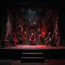 a scary movie scene, horror stage setup,