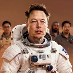 a beautiful portrait of elon musk wearing a spacesuit on mars. character design by cory loftis, fenghua zhong, ryohei hase, ismail inceoglu and ruan jia. artstation, volumetric light, detailed, rendered in octane