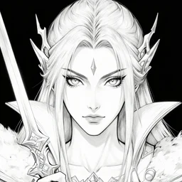 a detailed face portrait of the queen of blades, line art, diablo 4 lilith, by yusuke murata, by hiroya oku, trending on artstation