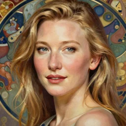 painted closeup portrait of cate blanchett, long hair, feminine, young, charming, majestic, athletic, fantasy, intricate, elegant, extremely detailed digital painting, trending artstation, concept art, sharp focus illustration art by alphonse mucha, greg rutkowski, craig mullins