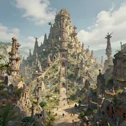 a very beautiful crazy landscape photo of a secret civilization, hyperdetailed, nice colors, cinematic masterpiece