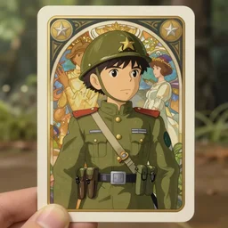 cute soilder based on bradley james trading card design, natural lighting, path traced, highly detailed, high quality, digital painting, by don bluth and ross tran and studio ghibli and alphonse mucha, artgerm