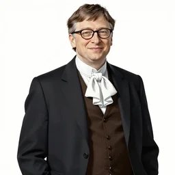 Bill gates wearing victorian gown, drawn in the style of yoji shinkawa, extremely detailed, detailed and realistic face, fractal frame