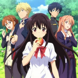isekai masterpiece by liya nikorov, zeronis, sciamano 2 4 0, and airi pan. of a girl holding an apple