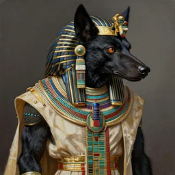 intricate painting of a Tribal Egyptian Clothes Werewolf with black fur, featured in artstation, trending, concept art by Greg Rutkowski, WLOP, Dan Mumford, Christophe Vacher