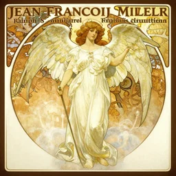 the angelus by jean francois millet, division bell album cover, art by alfons mucha - ralph mcquarrie - francois schuiten