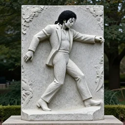 granite sculpture of michael jackson doing his moonwalk in the style of gustav vigeland