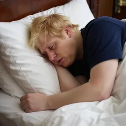 boris johnson tucked in bed sleeping wistfully