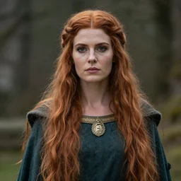 realistic and detailed picture of long haired noble celtic queen