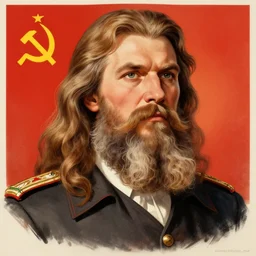 soviet era propaganda of man with long hair and beard. featured on artstation
