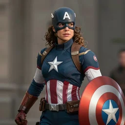 movie still of demi rose playing captain america in the movie avengers, directed by russo brothers, highly detailed, award winning, 4 kuhd
