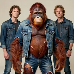 ripped physique telekinesis man disguised as a orangutan whilst wearing a denim jacket leonardo da vinci jean sebastien rossbach jeff easley jen bartel staedtler