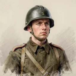 german empire ww 1 soldier looking forward portait drawn by greg rutkowski